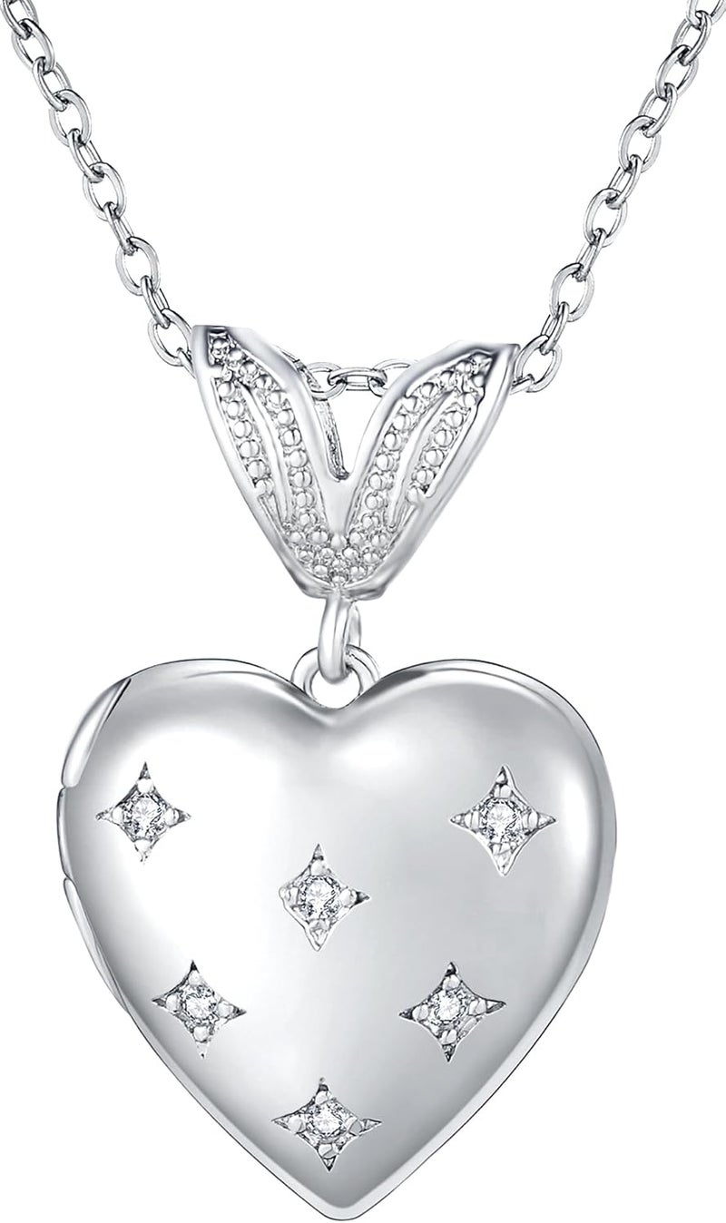 YOUFENG Love Heart Locket Necklace that Holds Pictures Photo Locket Birthday Gifts - Image 1